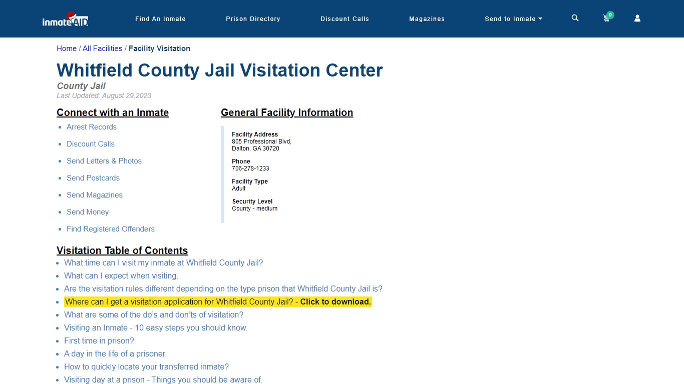 Whitfield County Jail | Visitation, dress code & visiting hours - InmateAid